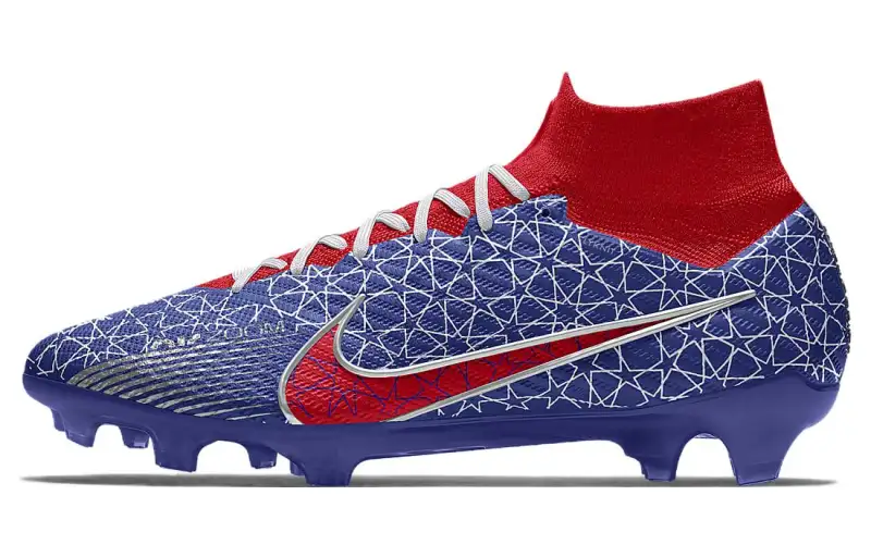 Nike Mercurial Superfly 9 FG Firm Ground Cushioning Slip Resistant Soccer Shoes Unisex Blue Red