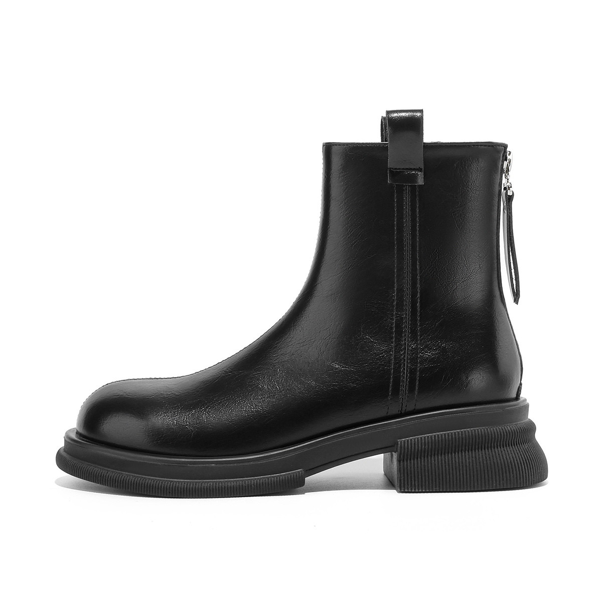 Zhuoshini fashionable and versatile Chelsea fashion slim boots flat back zipper slimming chimney short boots 4.5cm women's style