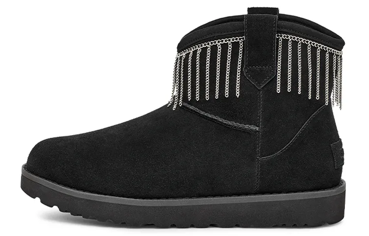 UGG CLASSIC MINI FRINGE Cow Split Leather Thermal Coverage Slip Resistant Thermal Coverage Slip Resistant Short