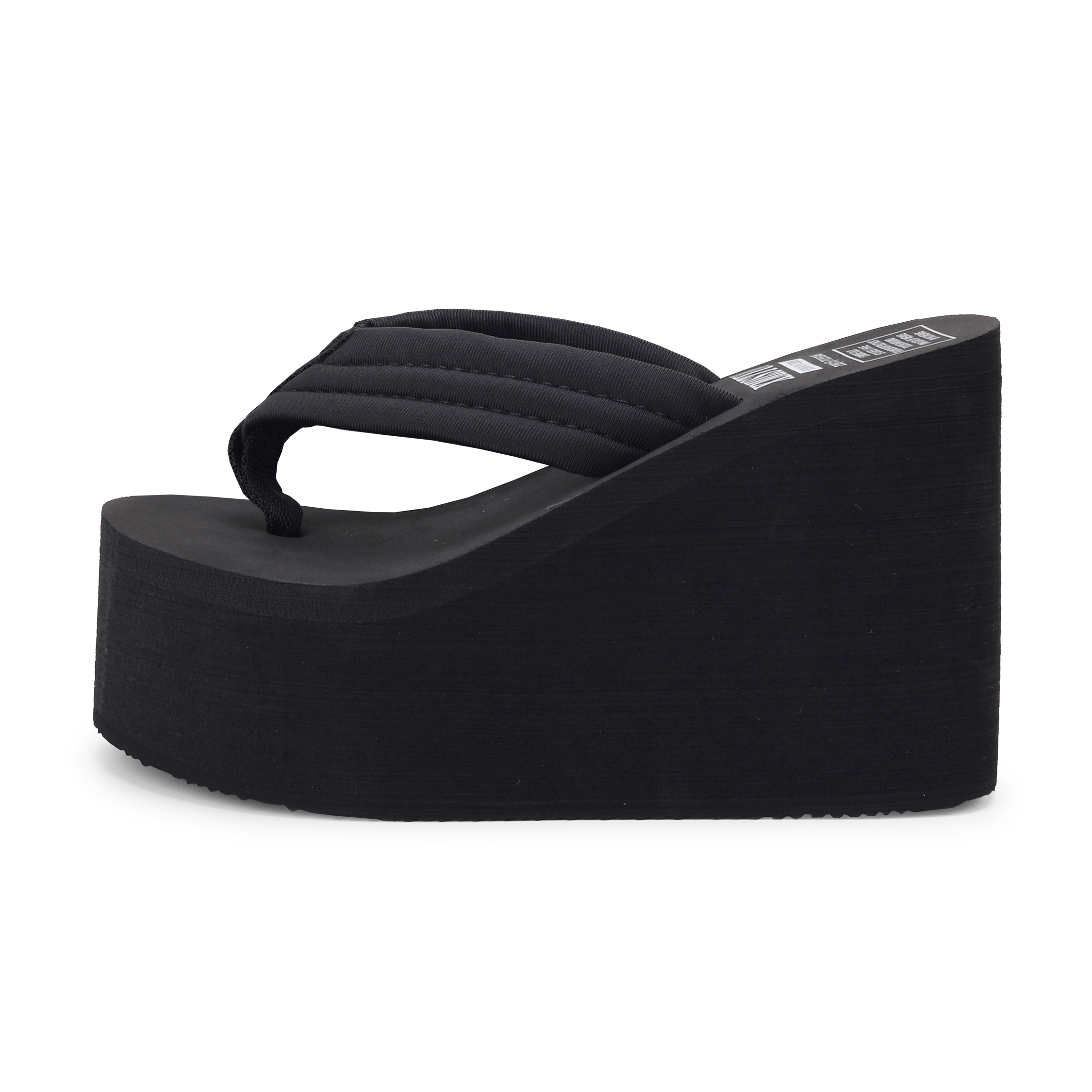 XMISTUO Xiami slippers, versatile and comfortable non-slip wedge sandals, platform sandals, ultra-high heel, thick-soled flip-flops, women's black