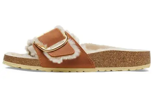 Birkenstock Suede Slide Slippers Women's Brown Regular