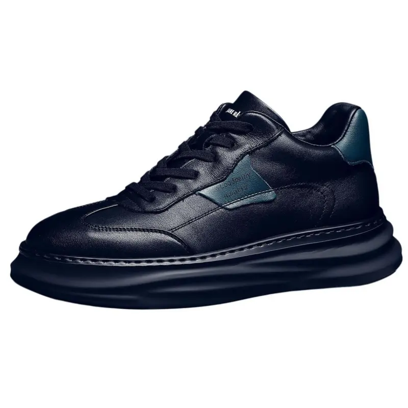 JANE HARLOW Leather Lightweight Low top Skateboard Shoes Men's Black