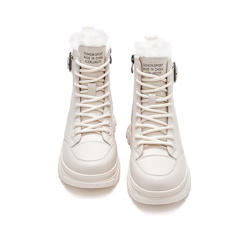 BAIJIHONG Leather Short Combat Boots 4cm Women's