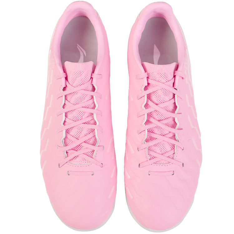 Li Ning TF Turf Artificial Turf Synthetic Leather Slip Resistant Abrasion Resistant Soccer Shoes Men’s Pink White