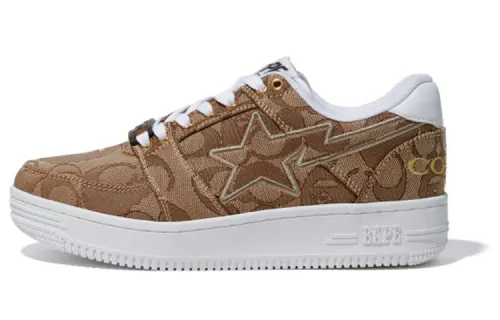 COACH x A BATHING APE Low top Stylish Skateboarding Shoes Men's Brown