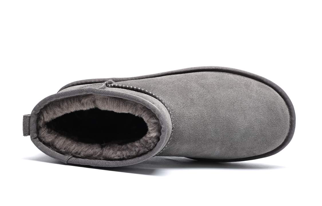 C°BANNER Cow Split Leather Thickened And Fleece Lined Thermal Snow Boots Men's Gray