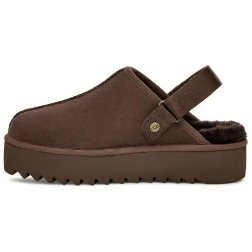 UGG Fashion Comfortable Fleece Lined Mules Abrasion Resistant Closed Toe Slippers Women's Chocolate