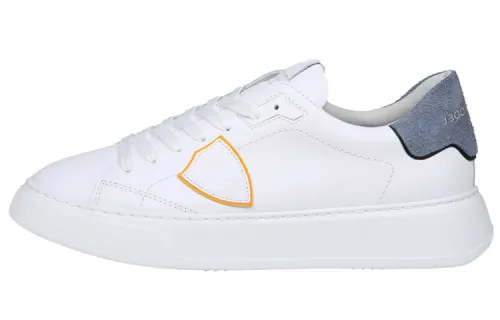 PHILIPPE MODEL Leather Abrasion Resistant Low top Skateboard Shoes Men's White Blue