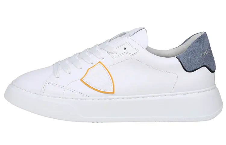 PHILIPPE MODEL Leather Abrasion Resistant Low top Skateboard Shoes Men's White Blue