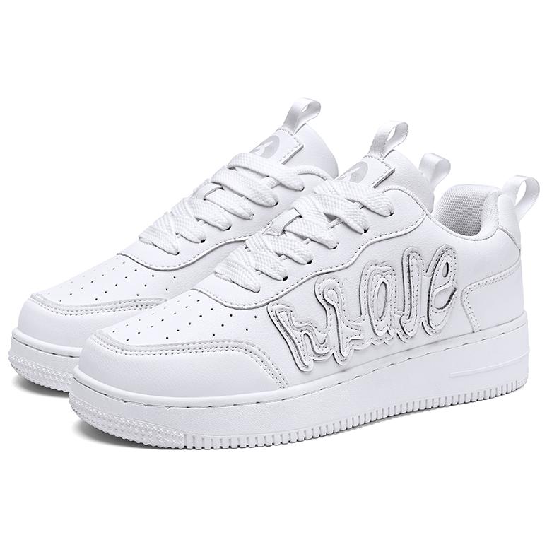 Black Whale HLA JEANS Microfiber Leather Air Force One Niche Solid Color Commuting Trend Breathable Retro White Versatile Fashion Sneakers Same Style for Men and Women