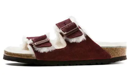 Birkenstock Arizona Suede Slide Slippers Unisex Red Regular