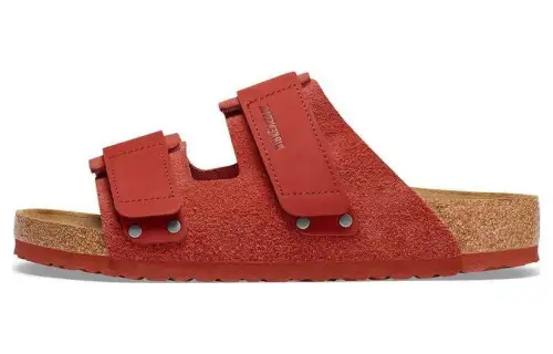 Birkenstock Suede Slide Slippers Unisex Red Regular