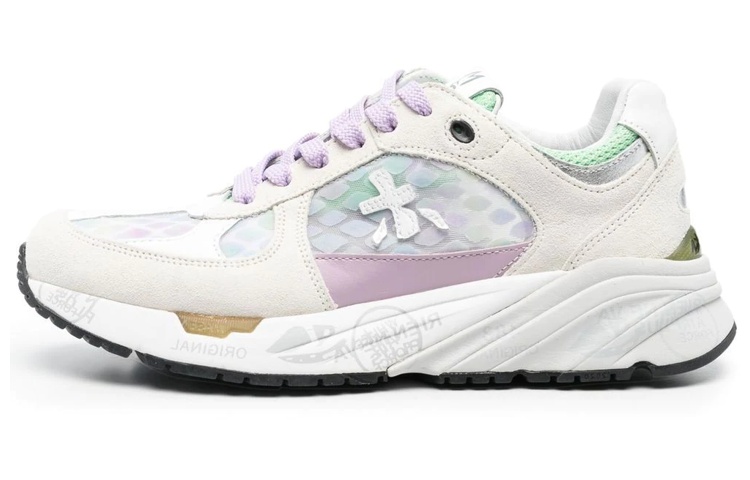 PREMIATA Textile, Leather Low top Casual Shoes Women's White Purple