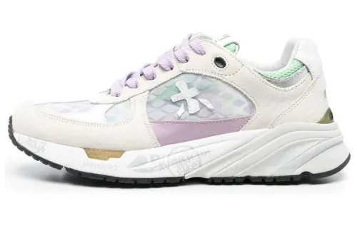 PREMIATA Textile, Leather Low top Casual Shoes Women's White Purple