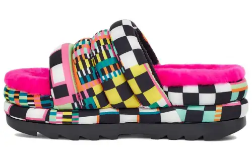 UGG Maxi Slide Fabric Slippers Women's Black