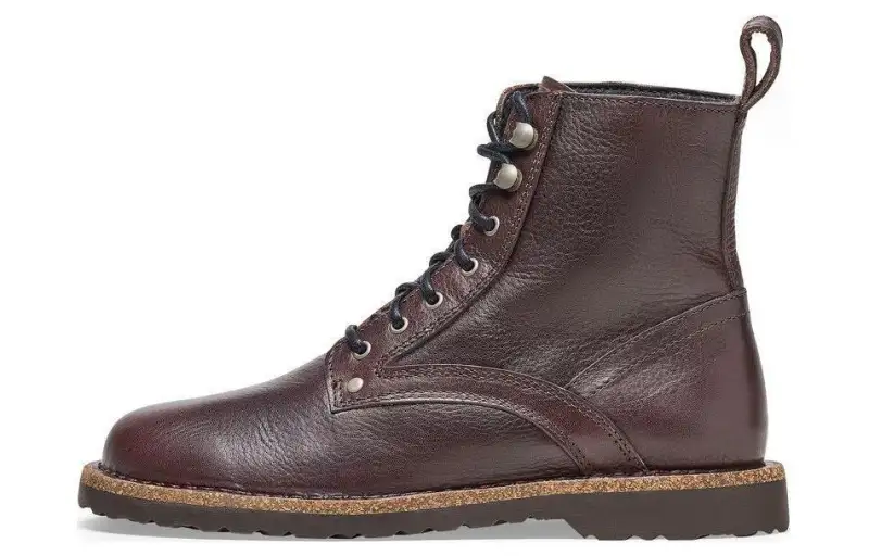 Birkenstock Leather Short Combat Boots Unisex Red Brown Regular
