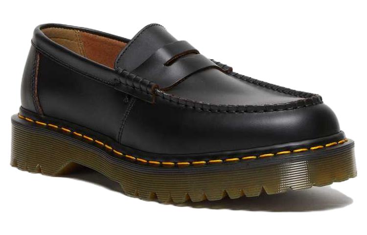 Dr. Martens Penton Bex Yellow Stitch Quilon Leather Loafers 'Black'
