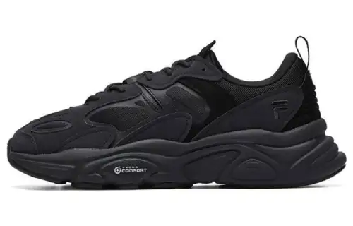 FILA Fila Mars 2 Mesh Fabric Synthetic Leather Artificial Leather TPU Solid Color Sports Shock Absorbing Waterproof Low Top Life Casual Shoes Women's Black