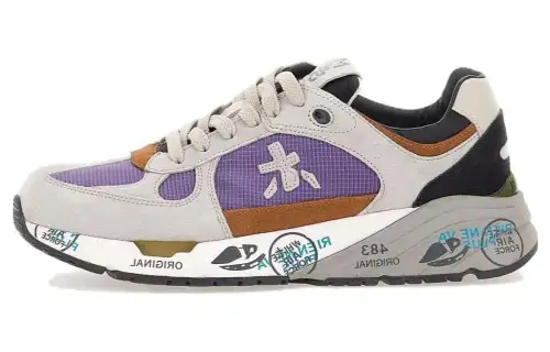 PREMIATA Leather Low top Casual Shoes Women's Gray Purple