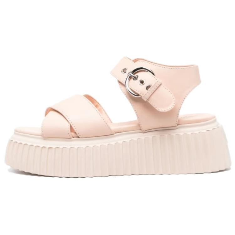 AGL Cow Leather Comfortable One Strap Sandals Women's Light Umber