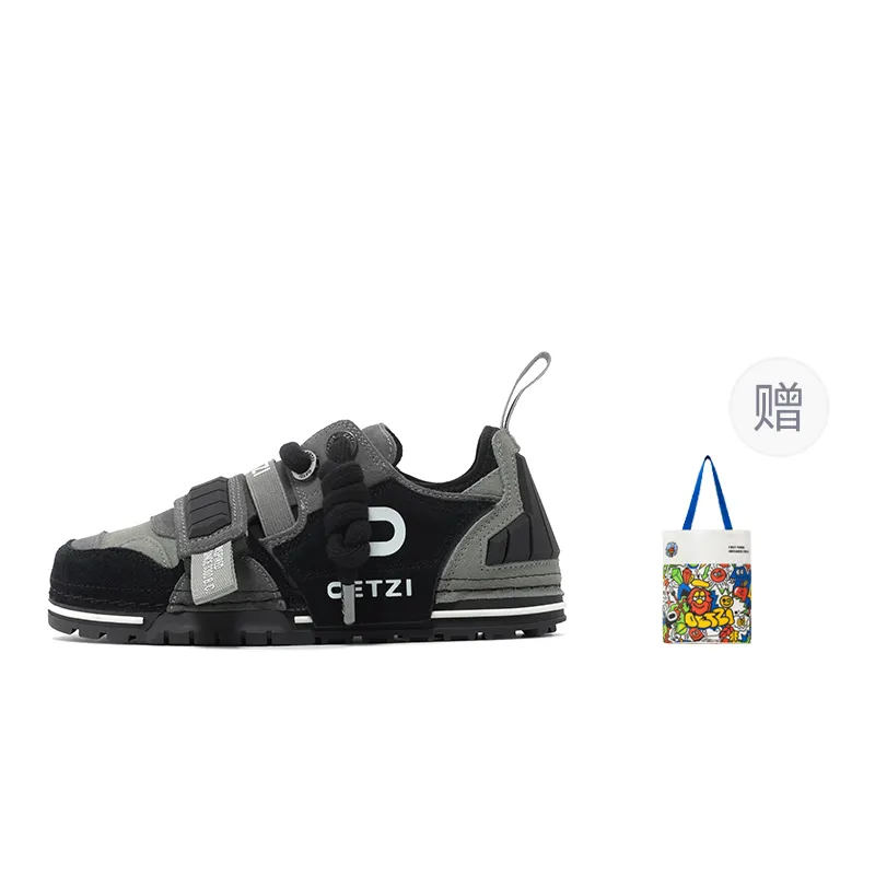 OETZI 1 Ice Man Oz Cow Split Leather Low top Stylish Skateboarding Shoes Unisex Black & Gray