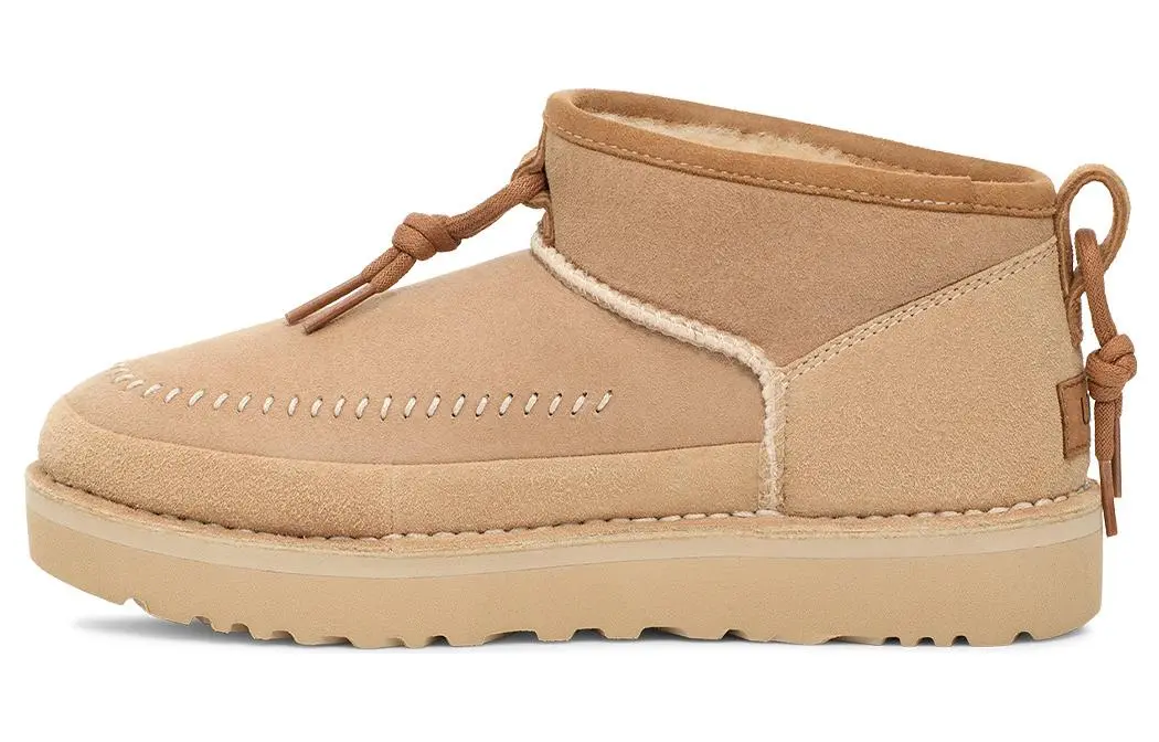 UGG Comfortable Round Toe Fleece Lined Short Snow Boots Unisex Brown