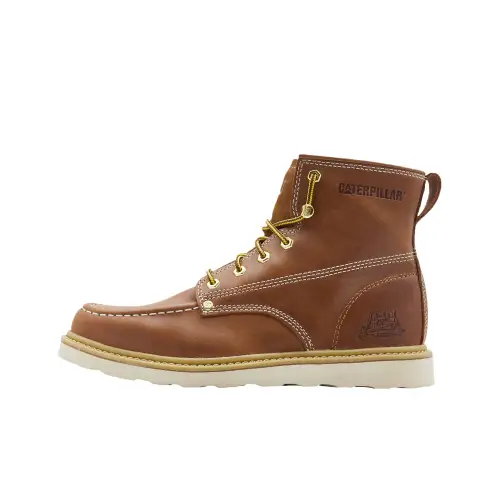 CAT Carter Vintage Casual Fashion Leather Abrasion Resistant Outdoor Boots Men's Brown Yellow