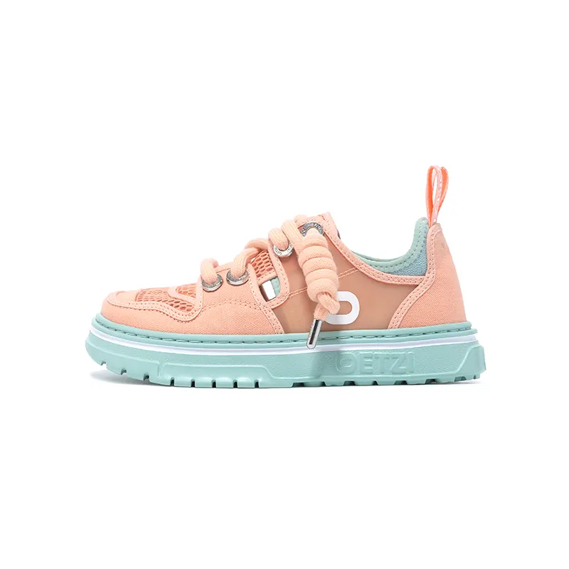 OETZI Fabric Low top Stylish Skateboarding Shoes Women's Light Orange