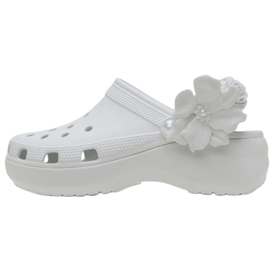 Женские сабо Crocs Classic Platform Bouquet Clog (белые)