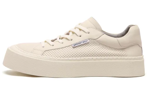 Anthony Miles Cow Leather Low top Stylish Skateboarding Shoes Men's White