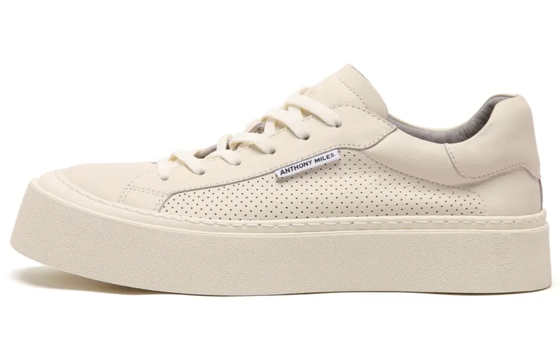 Anthony Miles Cow Leather Low top Stylish Skateboarding Shoes Men's White