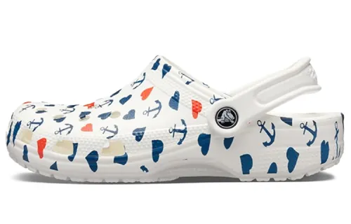 Crocs Classic Clog Printing Sandals White Blue