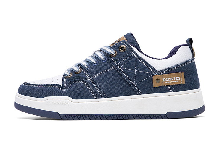 Dickies Patchwork Collection Fabric Slip Resistant Abrasion Resistant Low top Skateboard Shoes Men's Blue