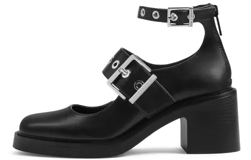 CHARLES&KEITH Small CK Gothic Lolita Style Pu Women's Casual Shoes 6.8cm Women's Black/White