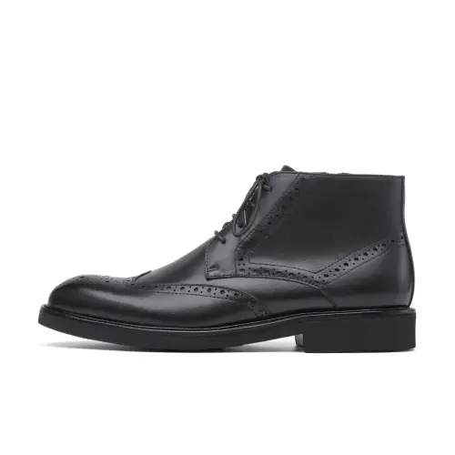 Chrisdien Deny Cow Leather Business Casual Ankle Boots Men's Black