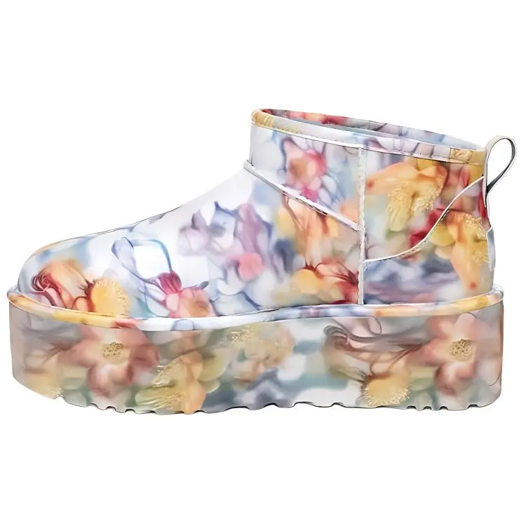 UGG x Collina Strade Thermal Short Snow Boots Unisex Blue Floral