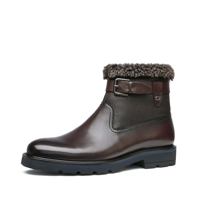 Chrisdien Deny Cow Leather Ankle Boots Men's Coffee