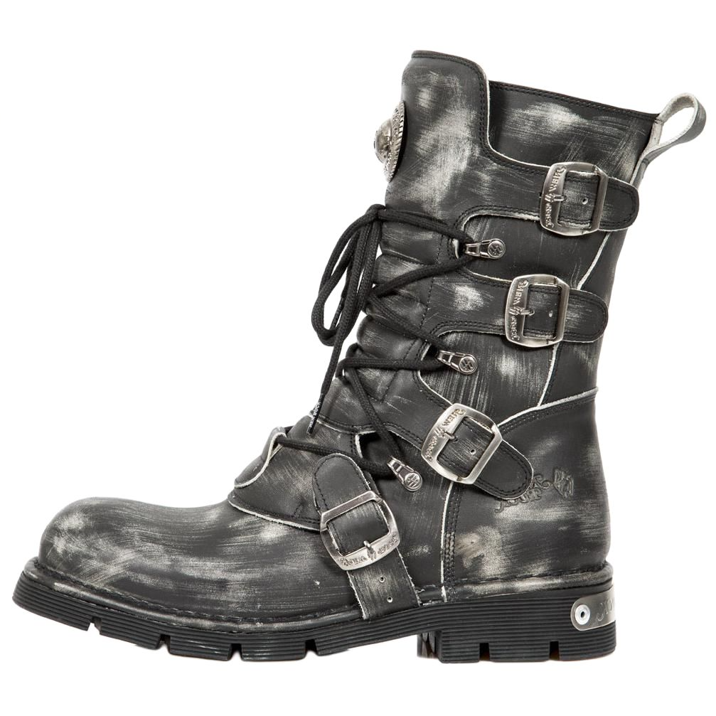 NEW ROCK Crew Combat Boots 4cm Unisex Gray White