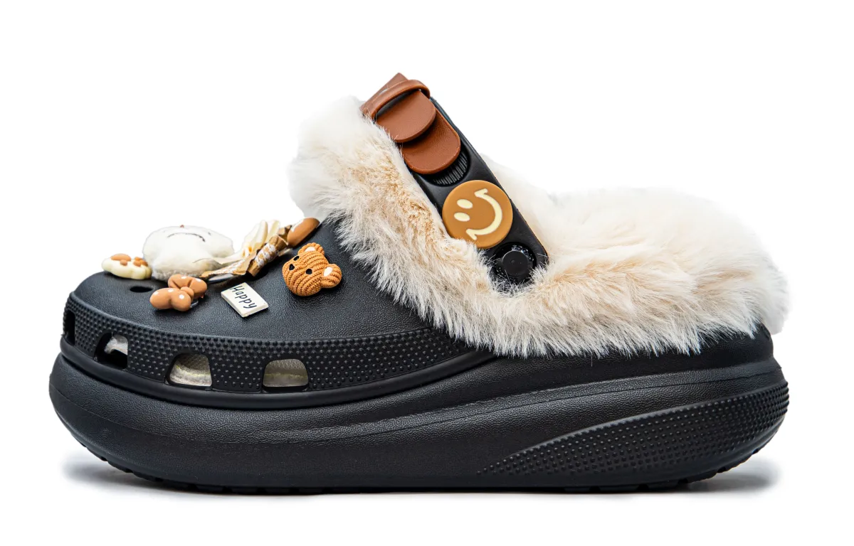 Crocs Plush Girlish Classic Crush EVA Clogs Women's Black