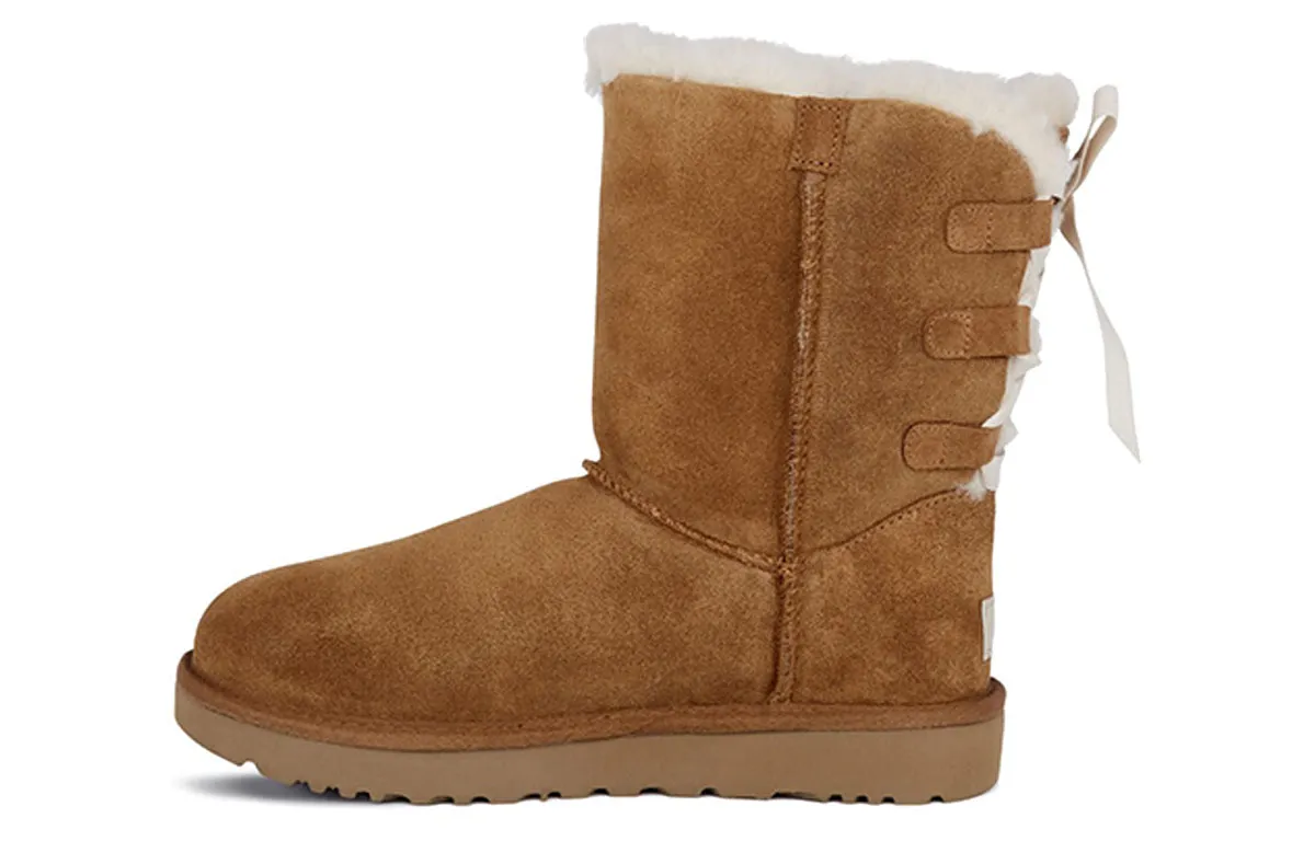 UGG Short Bow Stiefel Suede Thermal Slip Resistant Coverage Thermal Slip Resistant Coverage Short Mid Calf Snow Boots