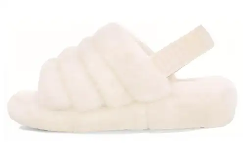 UGG FLUFF YEAH Suede Fuzzy Slippers Women's White