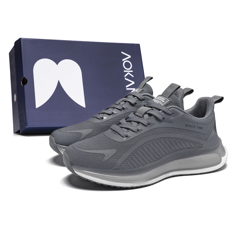 AOKANG Cushioning Coverage Height Increasing Lightweight Breathable Low top Outdoor Shoes Men’s Gray