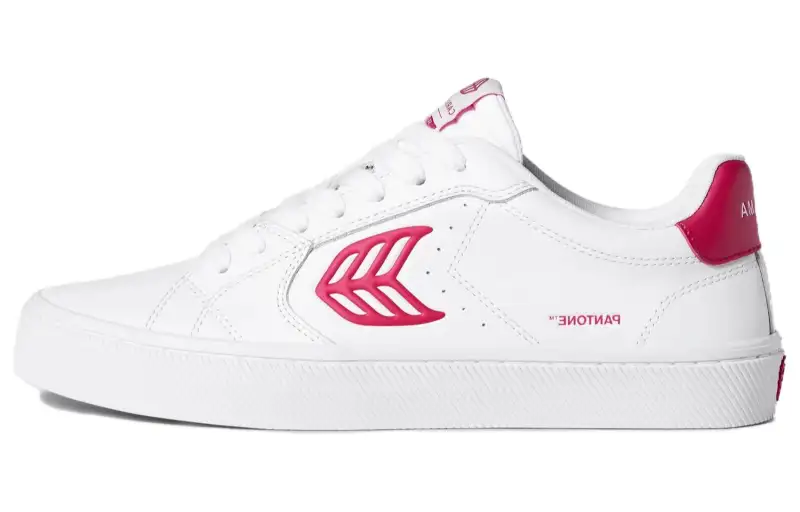 CARIUMA Leather Low top Skateboard Shoes Unisex White Pink