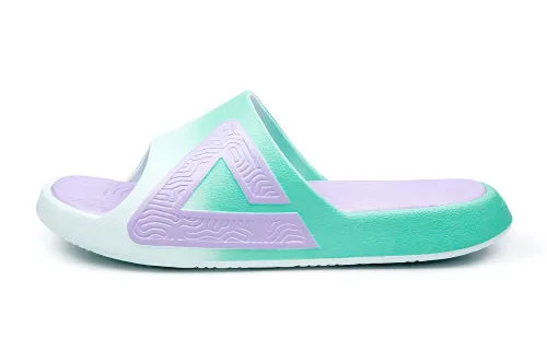 PEAK Tai Ji1.0 EVA Rubber Sole Quiet Slip Resistant Slide Slippers Unisex Purple Green