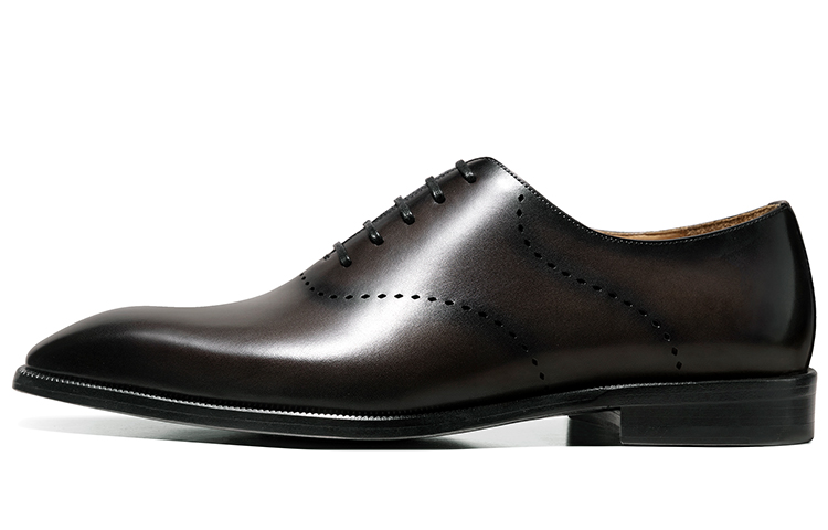 THOM WILLS British Business Calfskin Oxford Shoes Old Money Style Dress Shoes Men's Iron Gray Polished