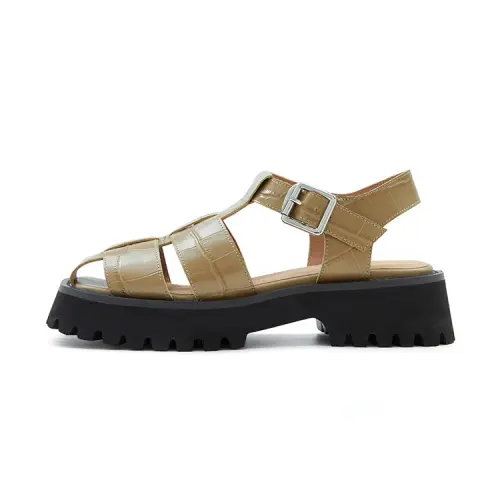 Marie Claire Top Grain Cow Leather Stylish Sandal Women's Basil Khaki