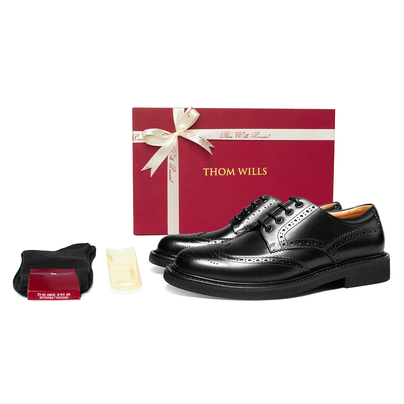 THOM WILLS British Business Casual Calfskin Derby Shoes Dress Shoes Men's Black