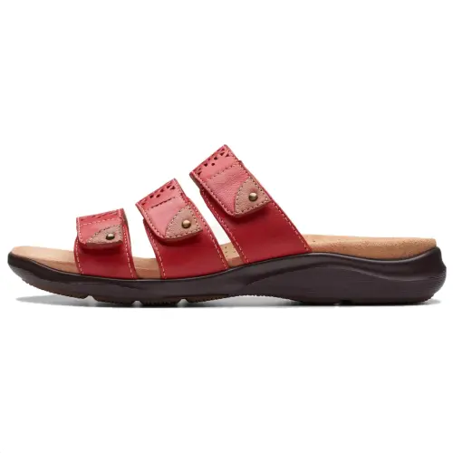 Clarks Slip Resistant Abrasion Resistant Slide Slippers Women's Cherry