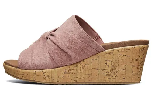 Skechers CALI Wedge Heel Rubber Sole Quick Dry Slide Slippers Women's Pink