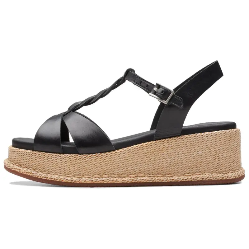 Clarks Leather One Strap Sandals 5.5cm Women's Black